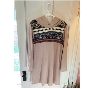 Tan Hooded Tunic Sweater